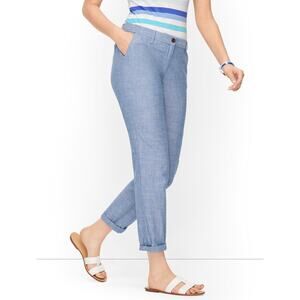 Talbots Girlfriend Chino Size 14 Chambray Blue NEW Ankle Cotton Summer Casual